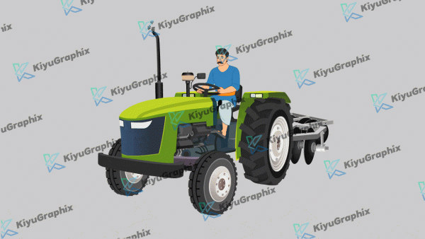 Tractor and Farmer with Animation