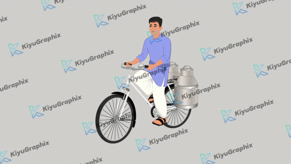 Milk Man and Cycle with Animation