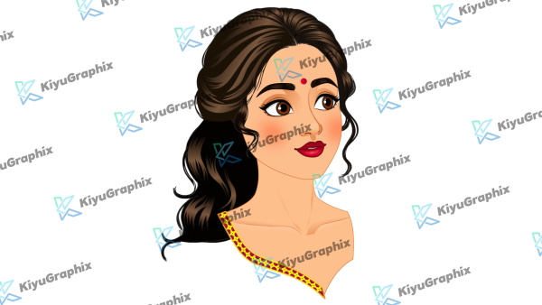 Girl Face Cartoon Character