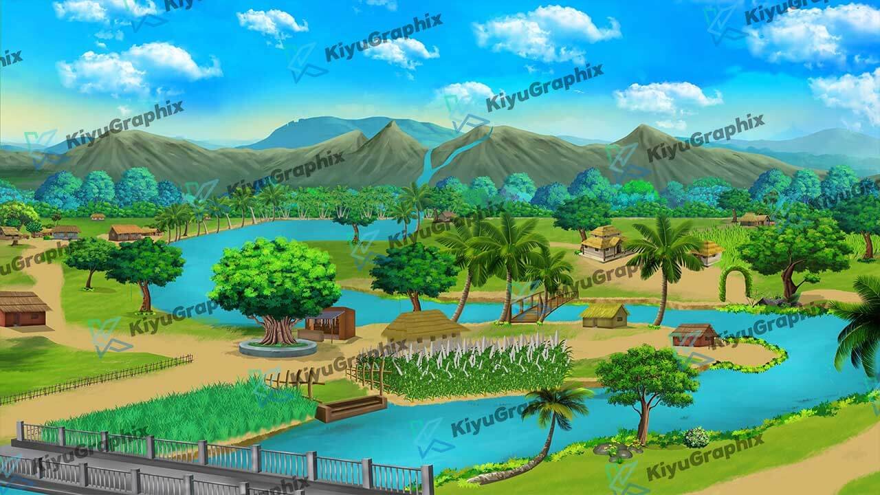 Village top view background